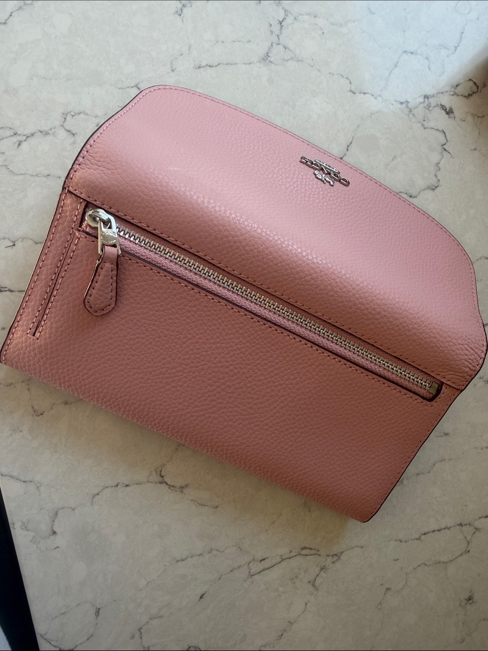 Coach Pink Pebbled Leather Fold-Over Wallet - Picture 4 of 5
